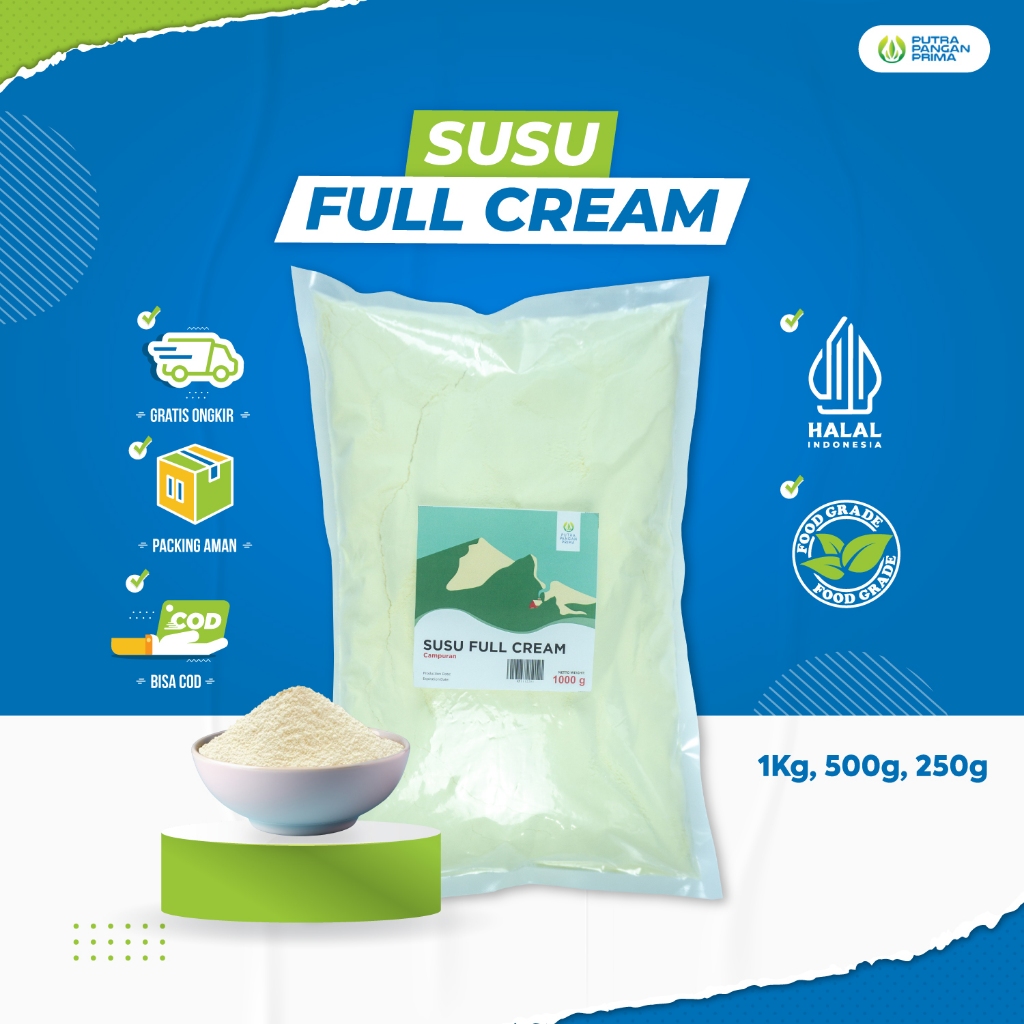 

Susu Full Cream Bubuk Whole Milk Powder Kemasan 250gr 500gr 1kg