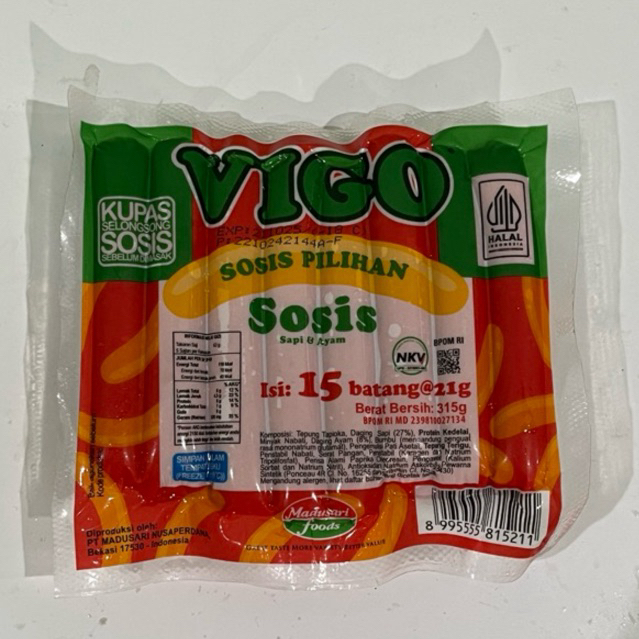 

Vigo Sosis Isi 15 pcs. Siap saji dan 100% HALAL