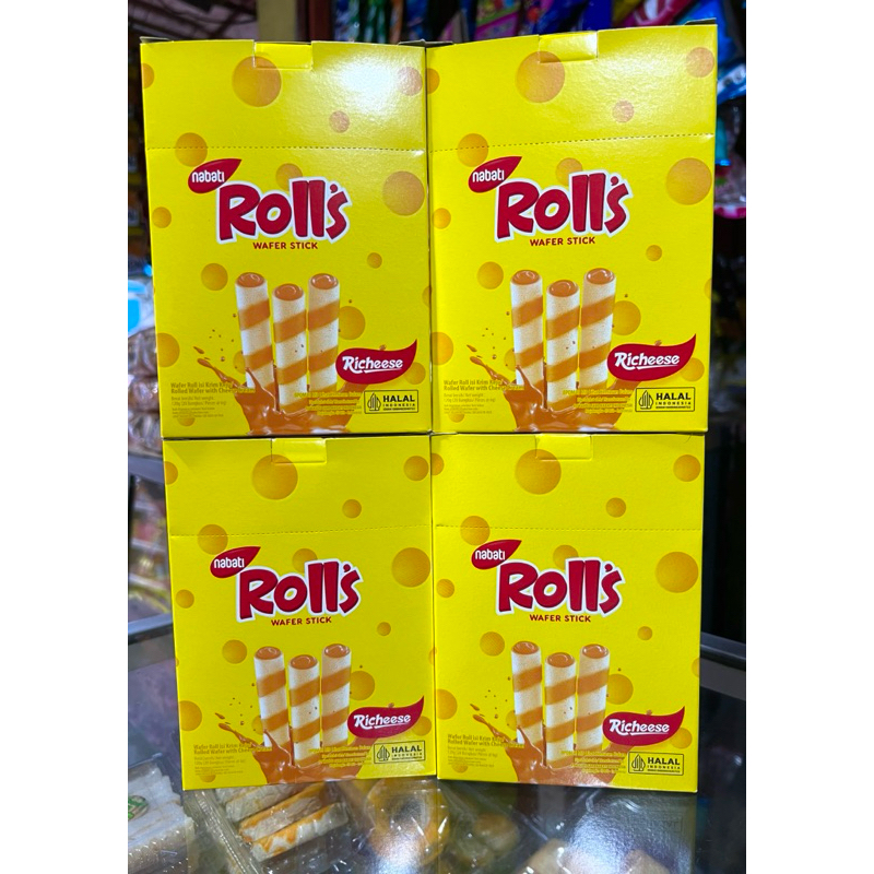 

Rolls Nabati 6gram ( 1 Box isi 20 Pcs ) Rasa Coklat & Keju