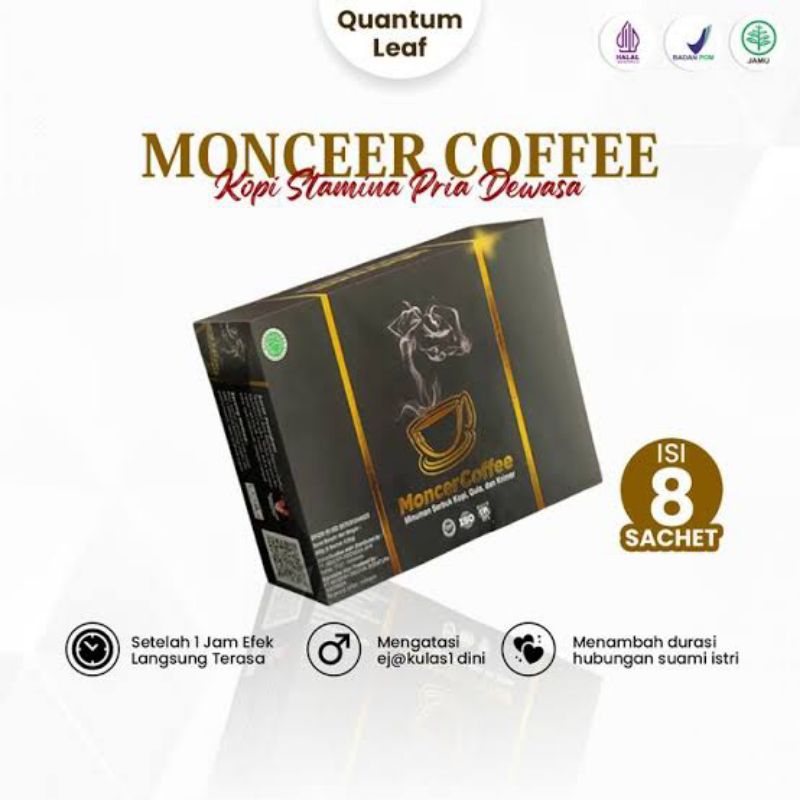 

Monceer Coffee Original Kopi Stamina Pria Tahan Lama | Mocer Coffee 1 Box Isi 8 Sachet Herbal BPOM