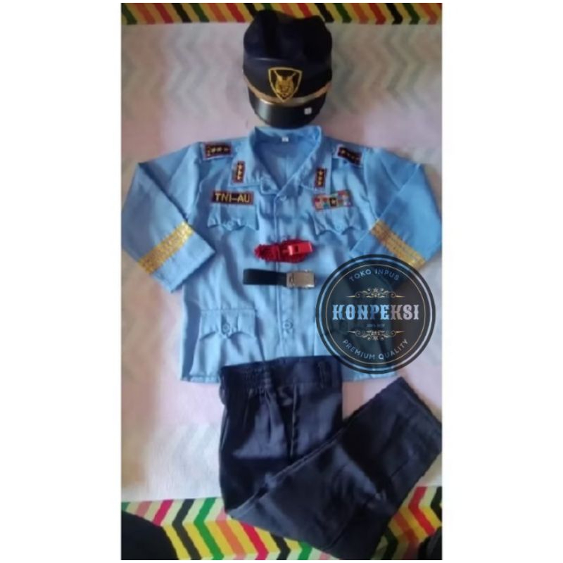 Baju TNI AU Anak Laki-laki Perempuan Baju Seragam Profesi TNI AU Anak TK Kostum