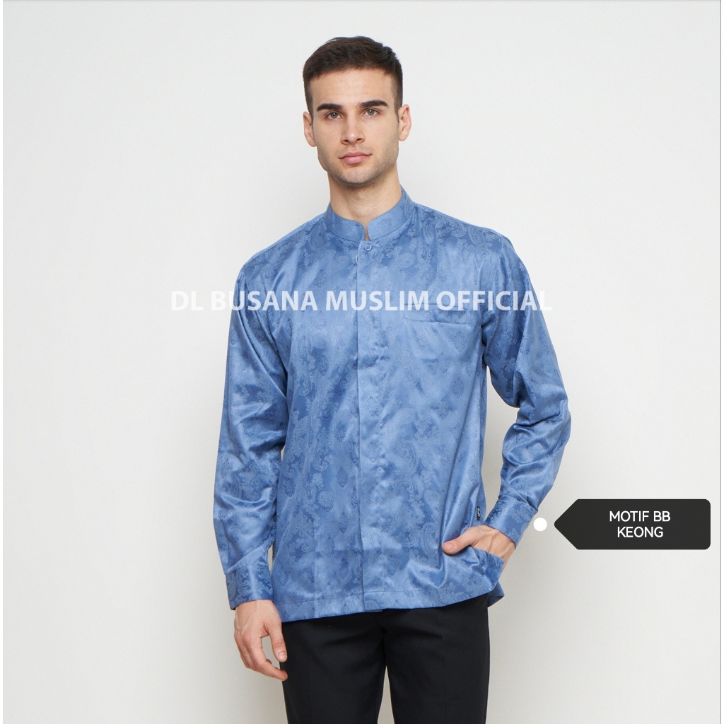 DENIM MOTIF BARUDL Busana Muslim, Baju Koko Pria Warna BIRU DENIM, Baju Muslim DL, Baju Koko DL Warn