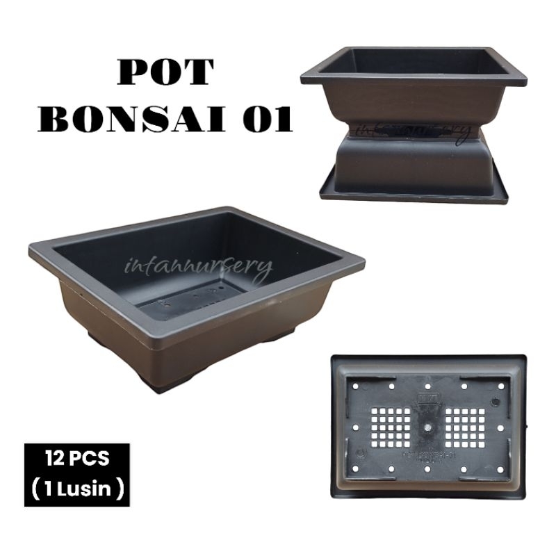 Pot NKT Bonsai 01 Hitam ( 12 PCS ) Pot Kotak Bonsai Pot Bonsai Plastik Pot NKT