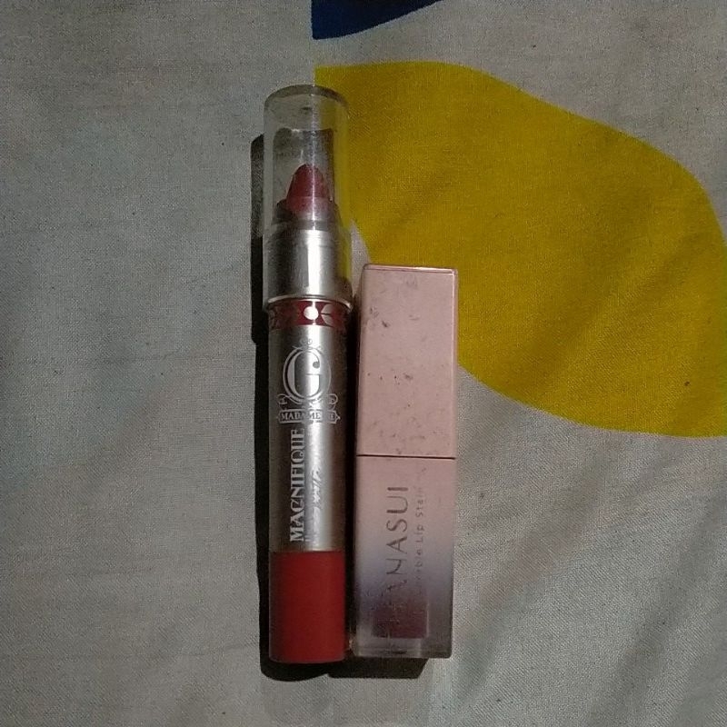 (PRELOVED) 2 lip stain hanasui & lip crayon madam gie