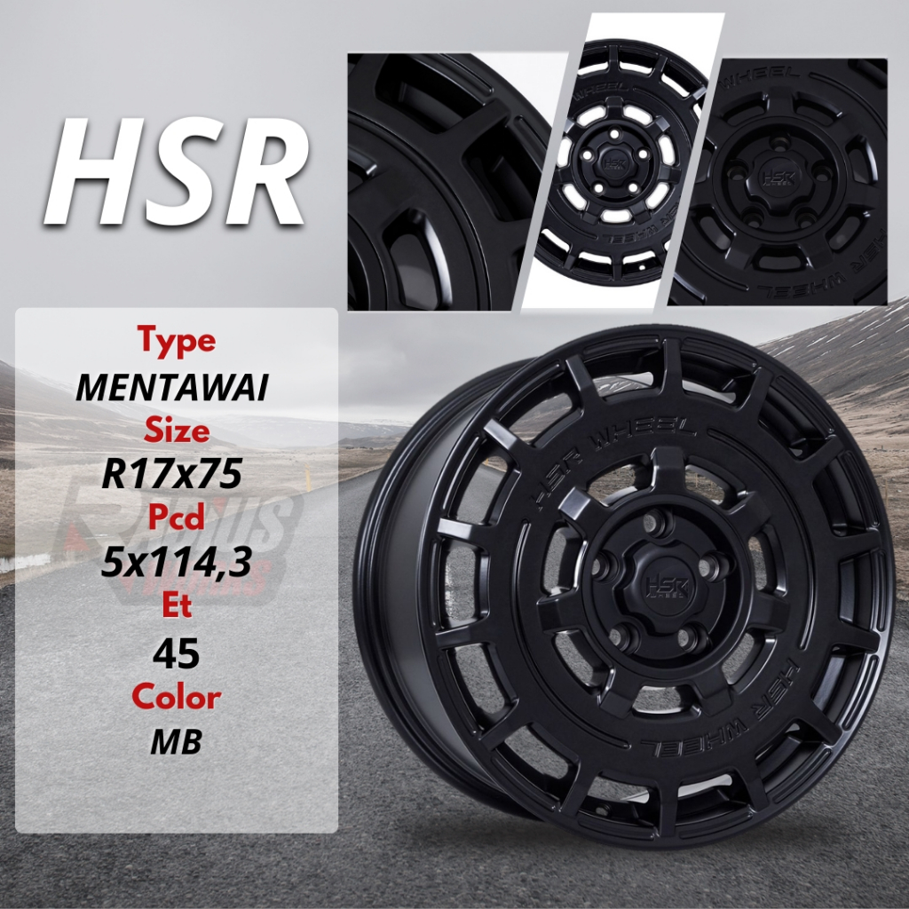 Velg mobil hsr mentawai ring 17 pcd 5x114,3 matte black rally look