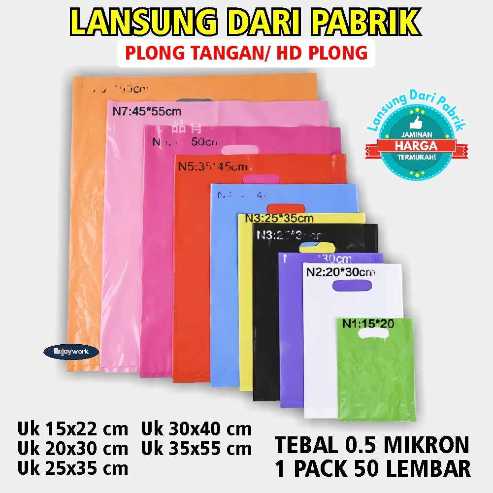 Kantong Plastik Plong HD Polos Tebal 0.5 Mikron Plastik Olshop Pond