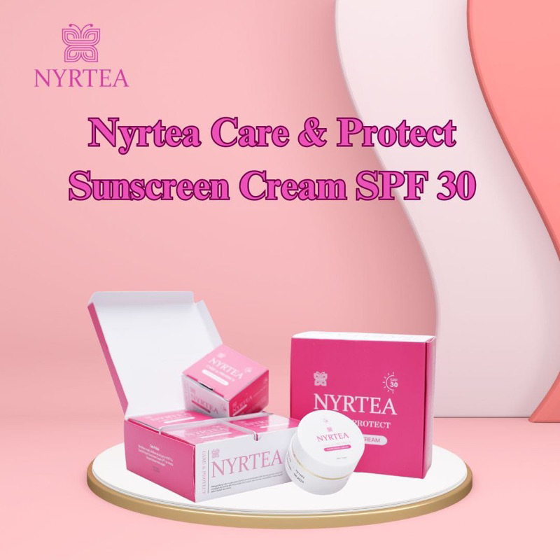 PAKET JOIN NYRTEA - 1 BOX SUNSCREEN PROTECT CARE ISI 4POT [PLUS PIN] - kemasan 12gr