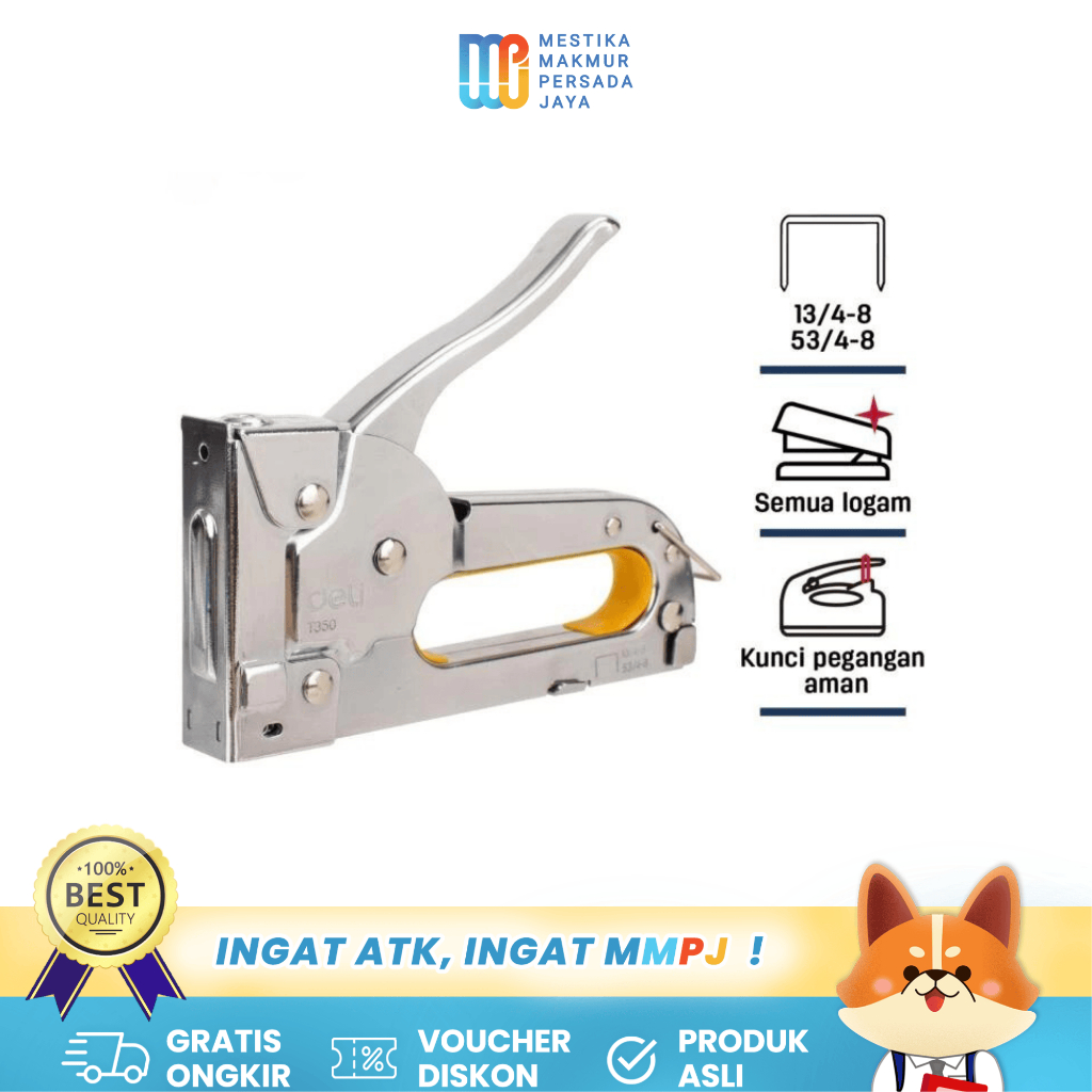 

Deli Stapler Gun Tacker / Stapler Tembak Bahan Metal Gratis 800 Pcs Staples Besar
