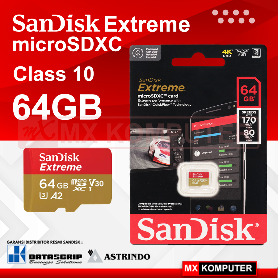 SanDisk microSD Class10 EXTREME 64GB | micro SD 64 GB Class 10