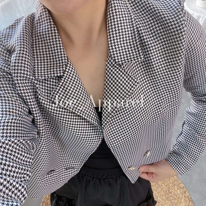 Gwen Crop Blazer Bahan Tweed