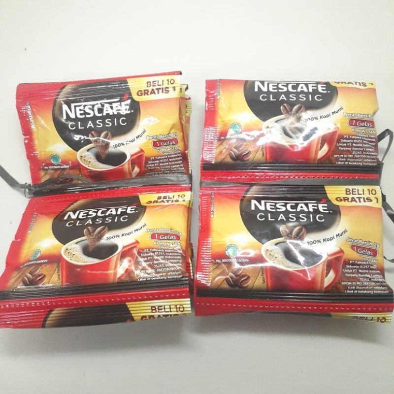 

Kopi Nescafe Classic Kopi Hitam Tanpa Ampas 2gr (1 renteng 11 sachet)