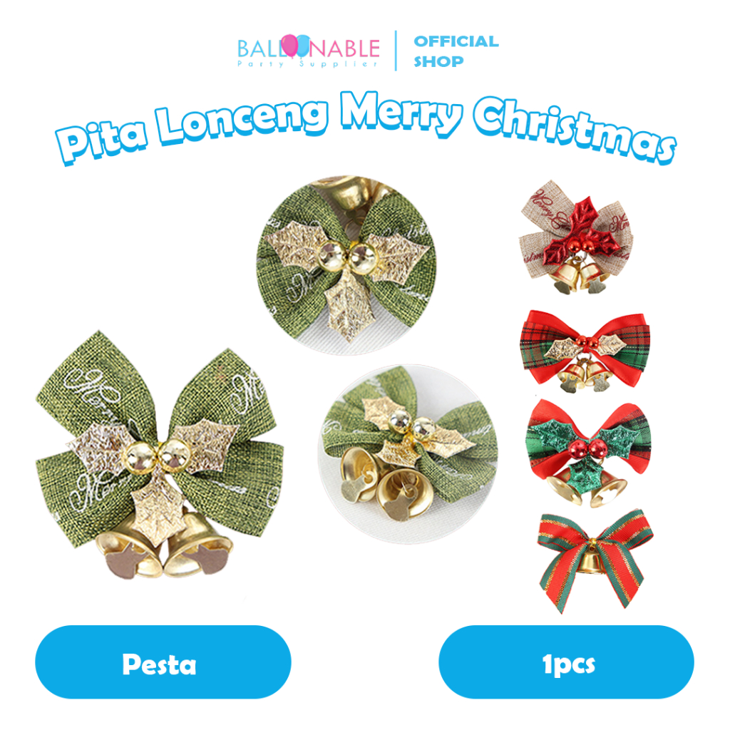 

Pita Lonceng Merry Christmas Mini | Pita Hias Siap Pakai | Pajangan Aksesoris Pohon Natal / Christmas Ribbon