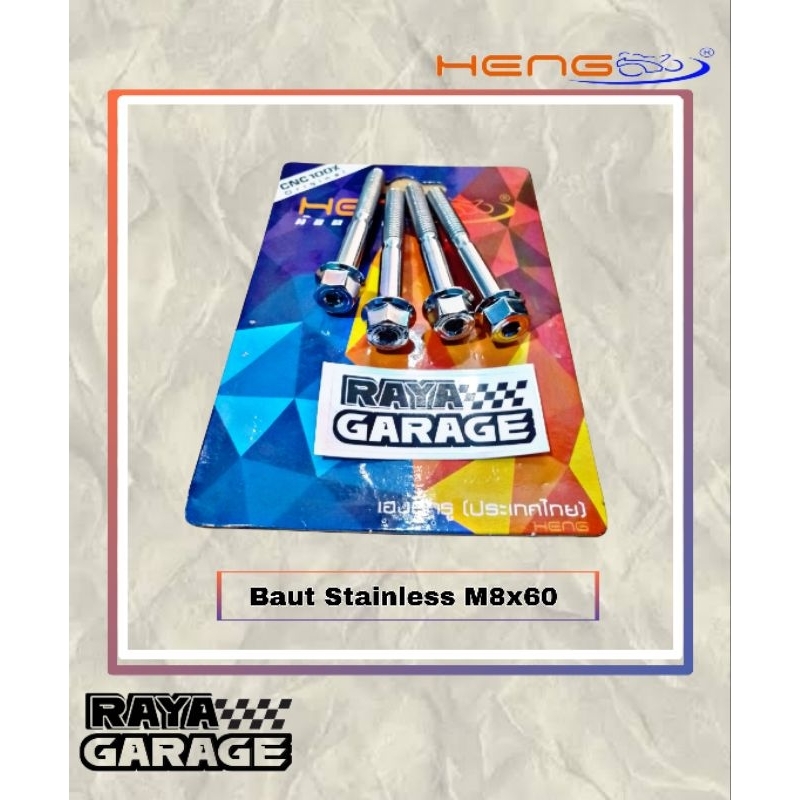 Baut Stainless M8x60 Drat 12x60