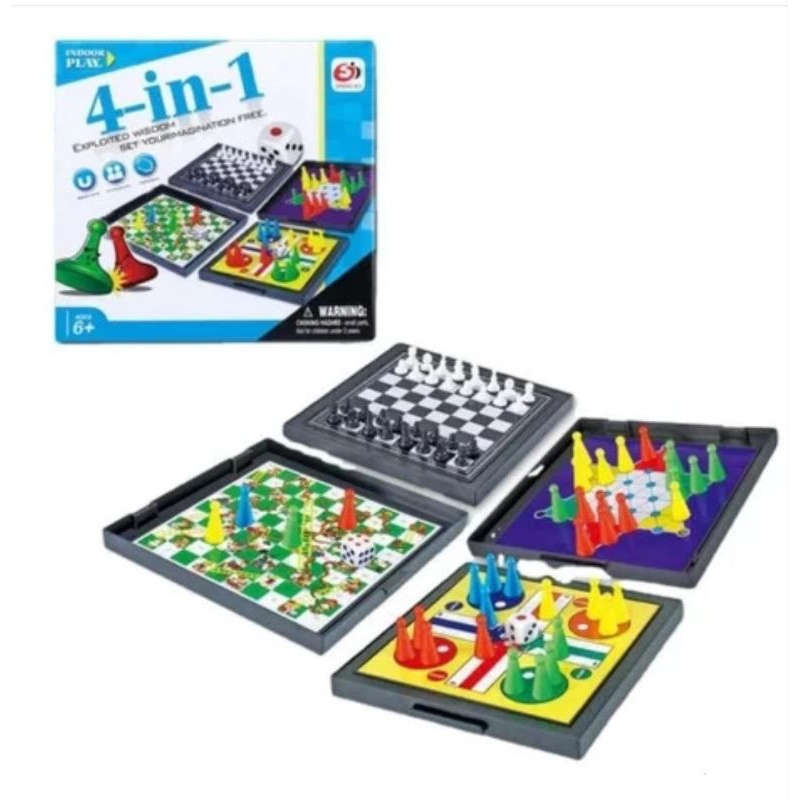 Mainan Ular Tangga Magnet Board Game Magnetic 4 in 1 & 5 in 1 Catur Ludo Halma Anak Edukatif