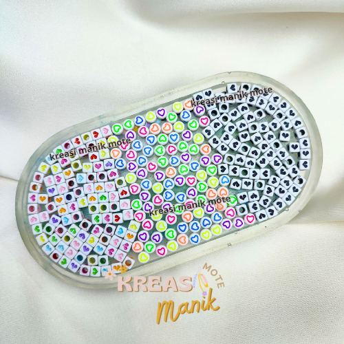 Manik Love Warna Warni / Mote Love Kotak Bulat / Manik Cinta / Mote Love