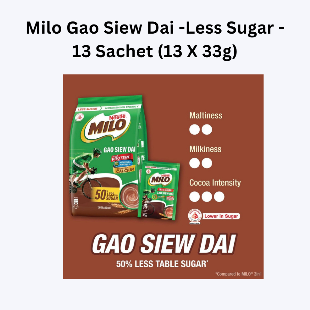 

Milo Gao Siew Dai -Less Sugar - 13 Sachet (13 X 33g)