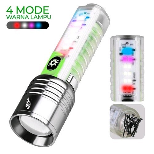 SENTER LED MINI TRANSPARAN 520A //  JARAK JAUH - 4 MODE CAHAYA  // senter TYPE C POWER STYLE  SENTER