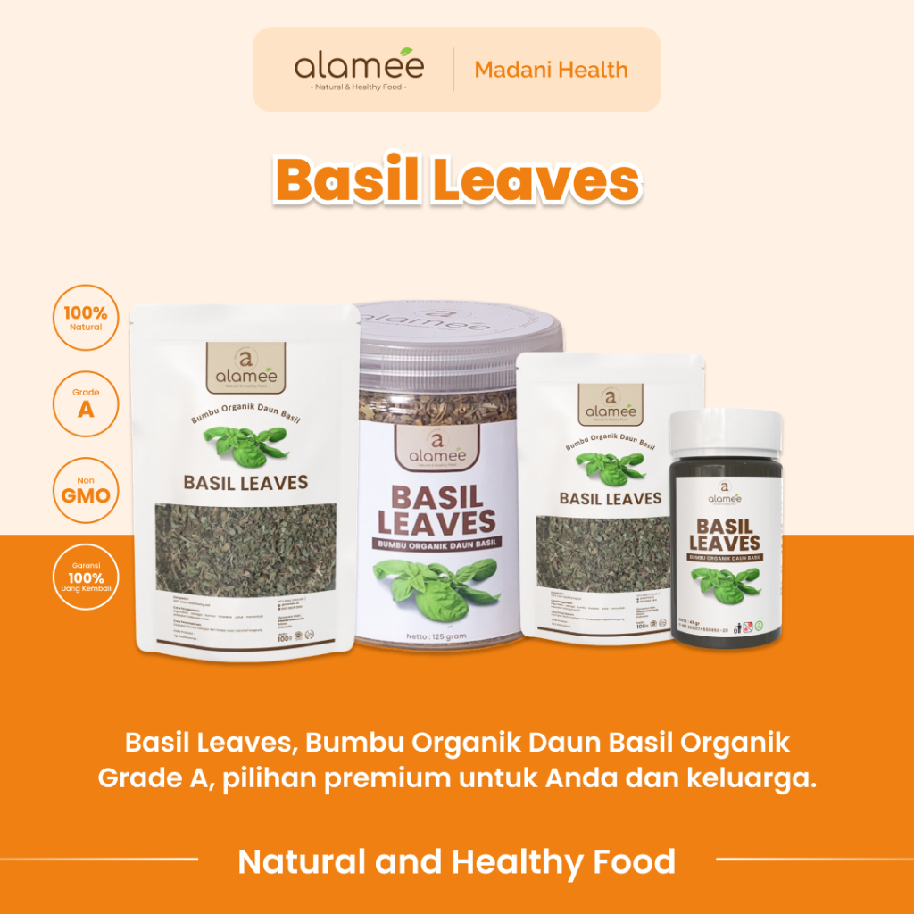 

ALAMEE Daun Basil Kering Bumbu Masak Kering Dapur Dried Leaf Murni Asli Masakan Instan Organik 45g