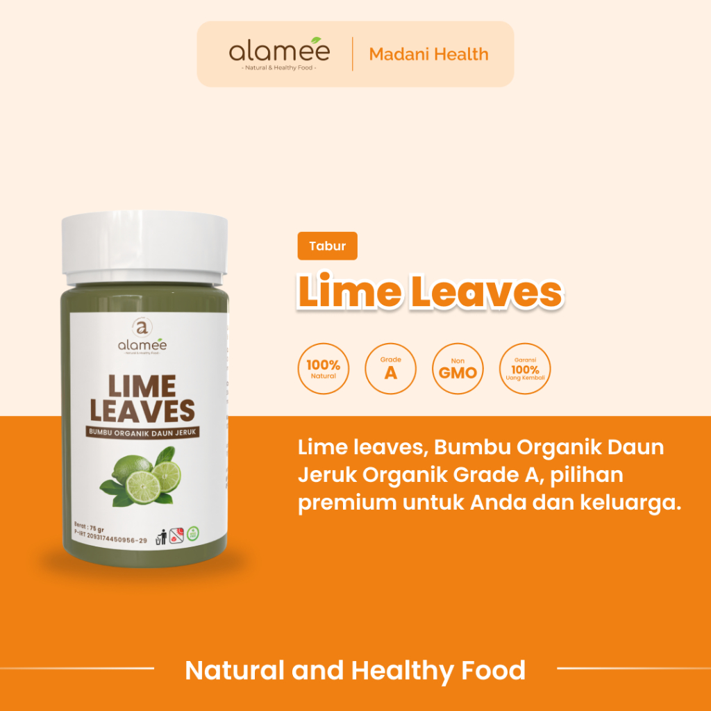 

ALAMEE Daun Jeruk Bubuk Lime Powder Bumbu Dapur Instan Organik Murni Asli Tanpa Campuran 75g