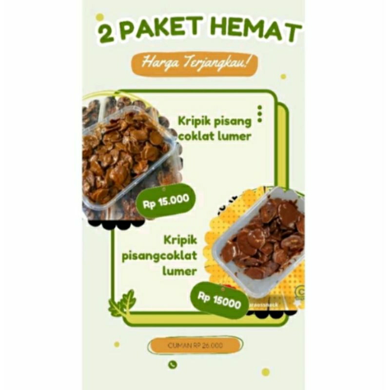 

best seller 2paket Hemat kripik pisang coklat lumer 130gram