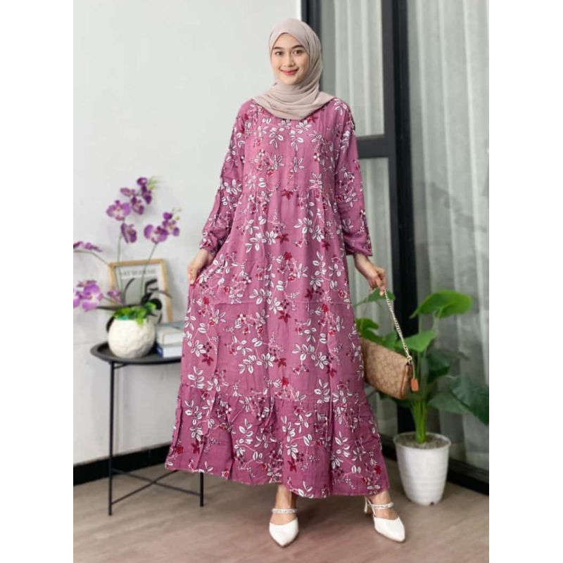 Gamis Batik Super Jumbo, Gamis Midi Motif