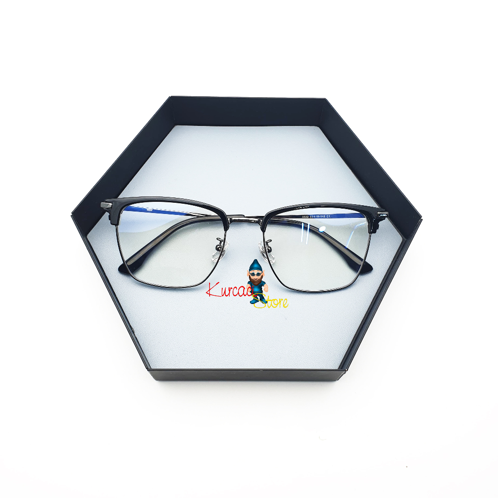 Frame Kacamata Minus Photocromic Blueray TAKARA Kotak Nosepad Gantung Pria Wanita Antiradiasi Murah