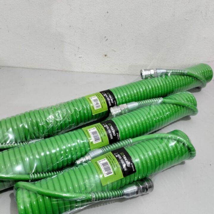 TEKIRO Selang Spiral Recoil 9M Hose Angin Kompresor Compressor 9 Meter bahan PU Set Coupler 4,5M 6M 