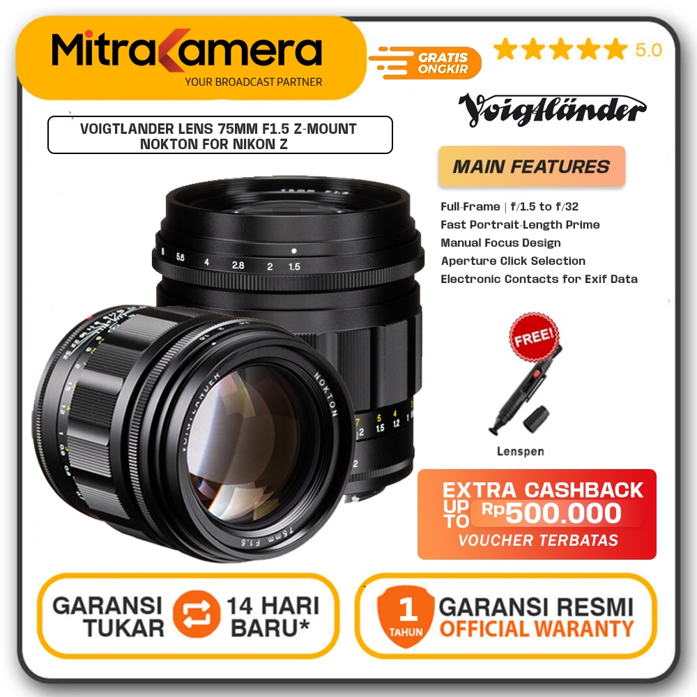 Voigtlander Lens 75mm f1.5 Z-Mount Nokton for Nikon Z