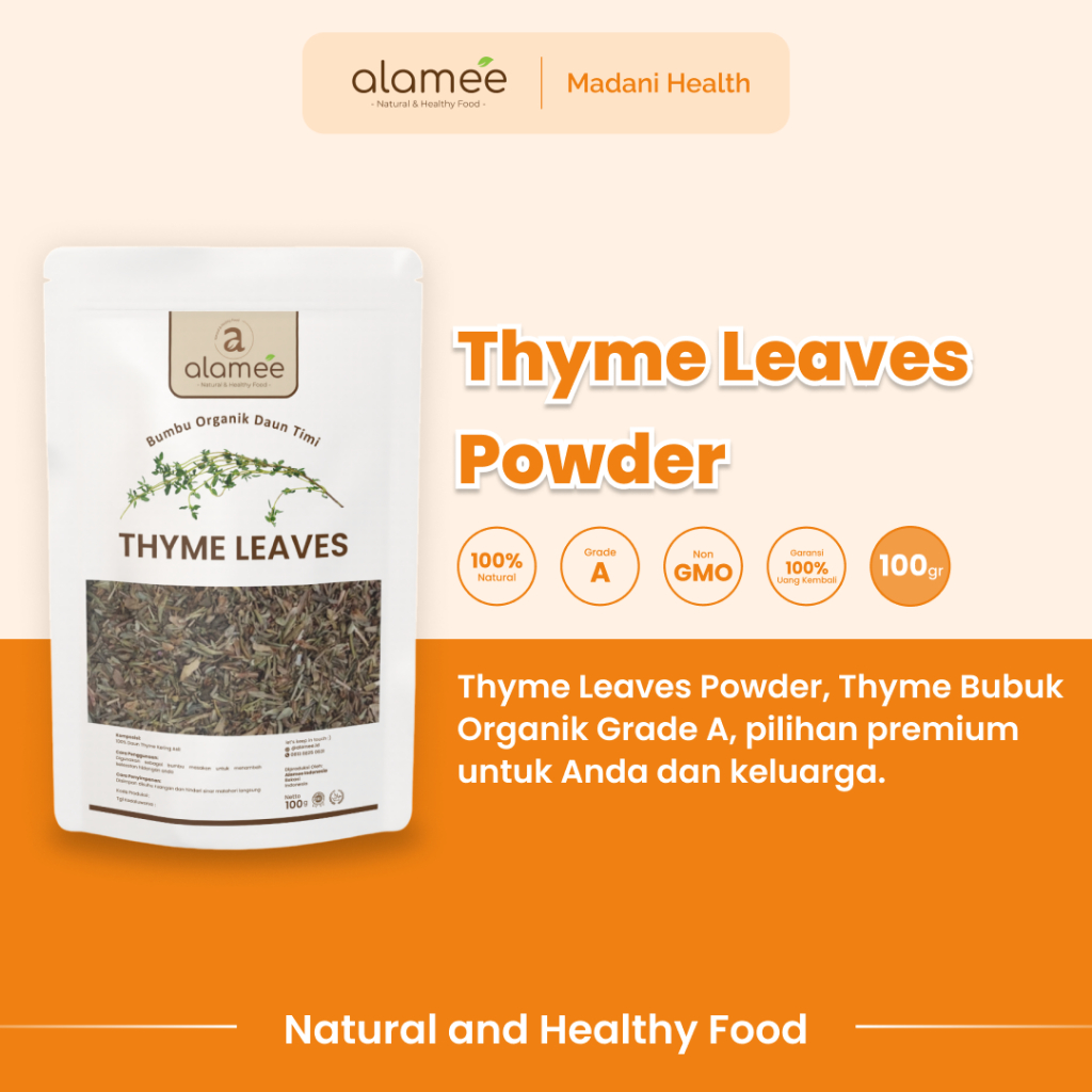 

ALAMEE Thyme Kering Daun Timi Bumbu Dapur Organik Garnish Dried Leaves Murni Tanpa Campuran 100g