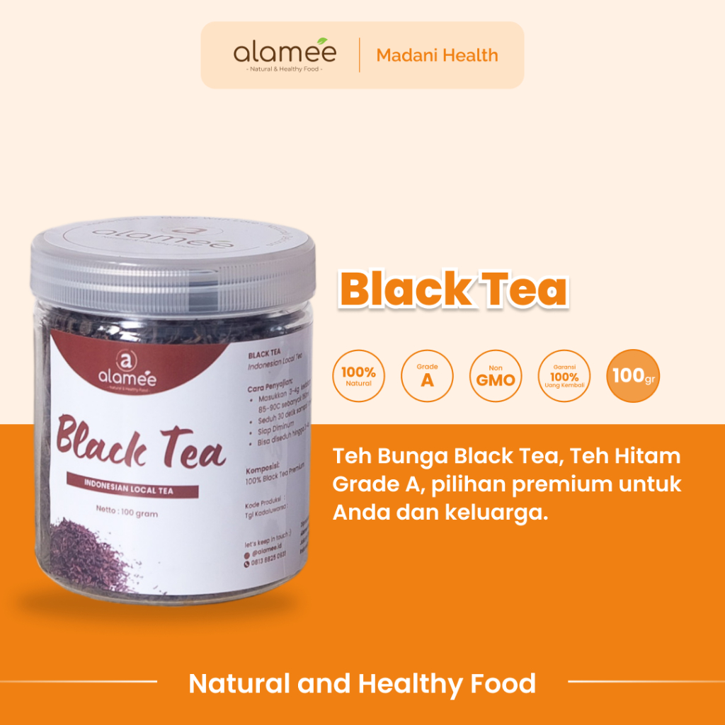 

ALAMEE Teh Black Tea Organic Kering Organik Blacktea Minuman Herbal Siap Seduh Minum 100gr