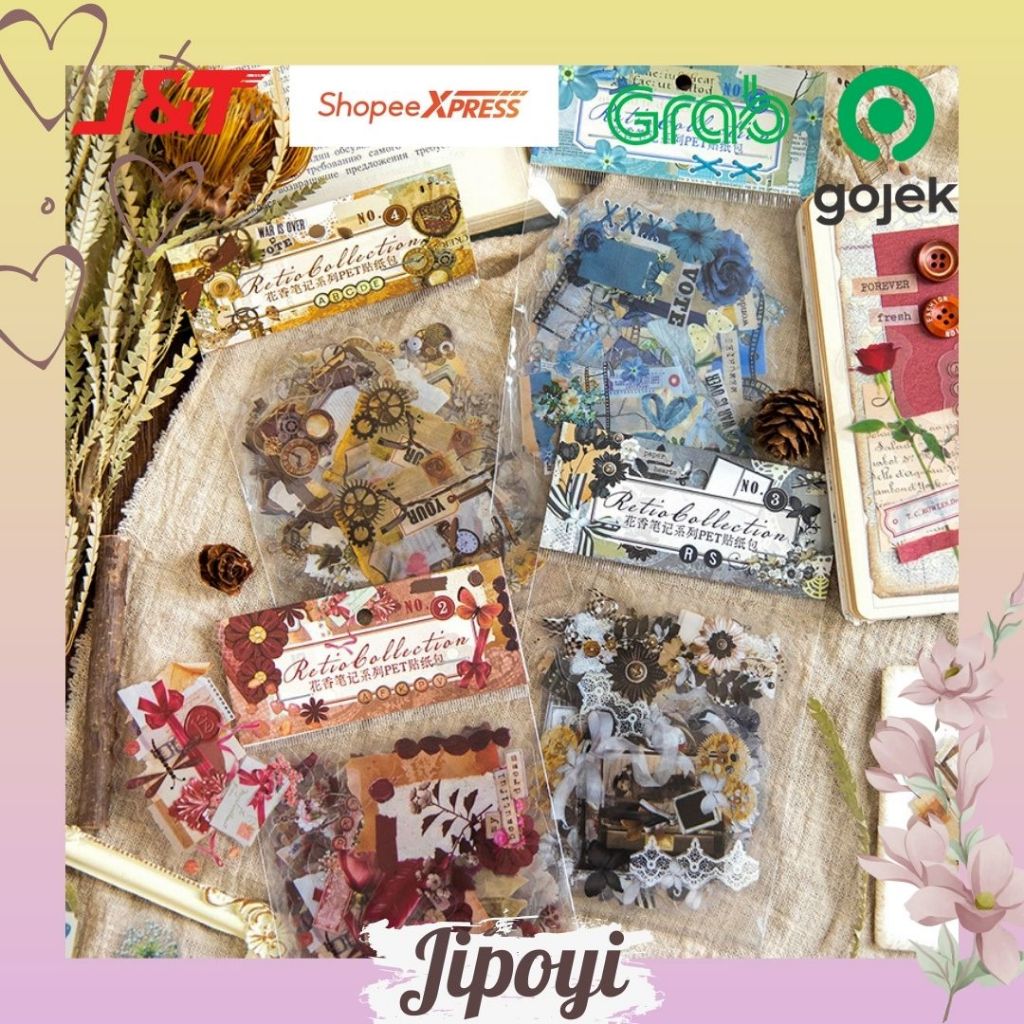 

30pcs Stiker Sticker Anti Air Retro Vintage Bujo Journaling Scrapbook Planner Aesthetic Lucu DIY