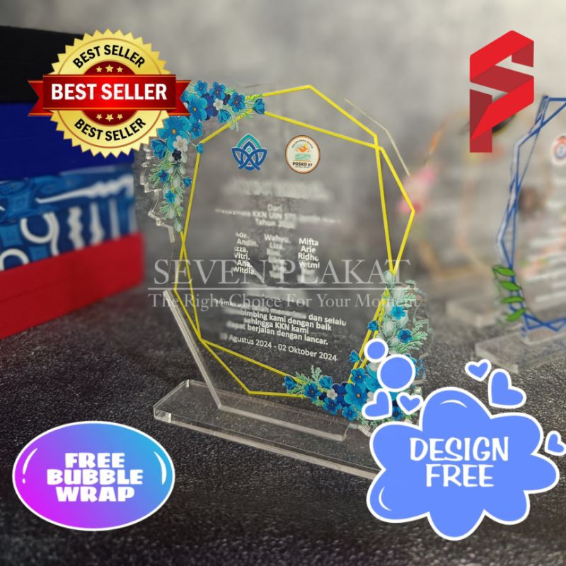 Plakat Bunga, Plakat magang, Plakat Akrilik Wisuda, Plakat Weding, Plakat Penghargaan, Plakat Cepat