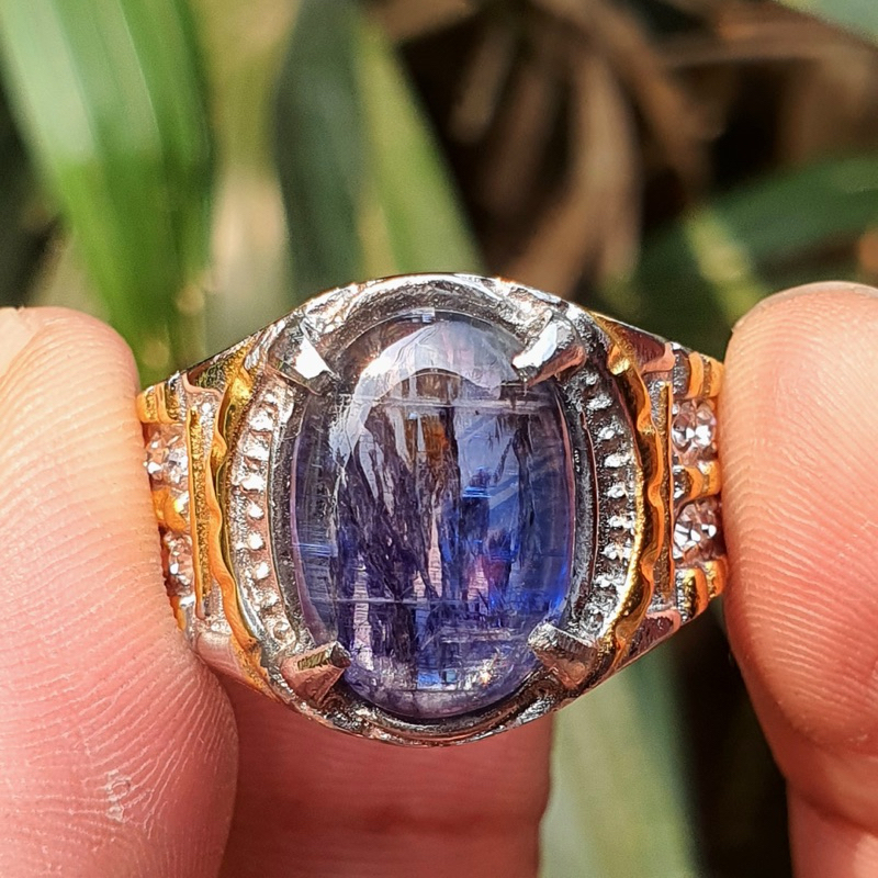 Cincin Batu Kyanite Blue Safir Sapphire Australia Natural Ring Titanium