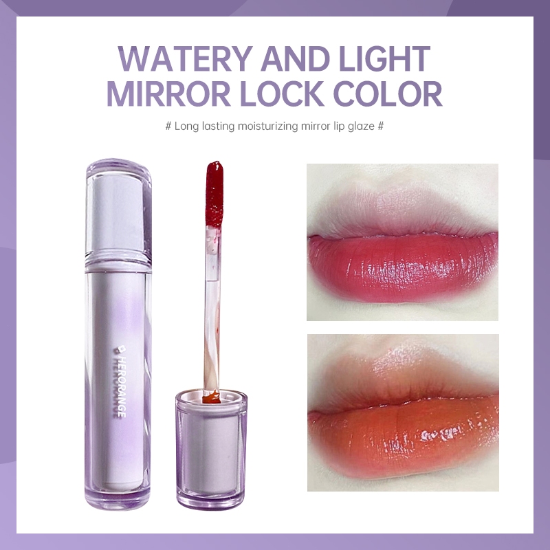 WINDWIND HERORANGE Ice Tea Glass Lip Gloss Mirror Face Lip Glaze  Water Lip Tint Pelembab Tahan Lama