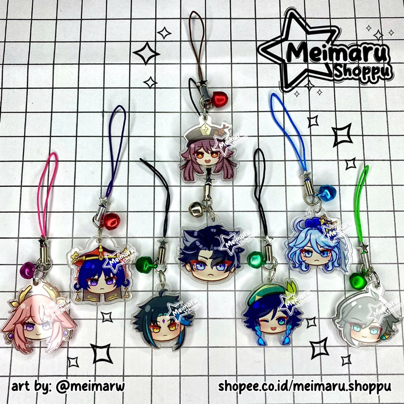 [Meimaru Shoppu] [BUY 3 GET 1 + HADIAH GRATIS] Phonestrap Genshin Impact / Gantungan Hp Genshin Impa