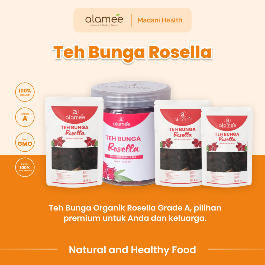 

ALAMEE Teh Bunga Rosella Tea Siap Saji Seduh Sehat Organic Organik Herbal Alami Teh Seduh Siap Minum