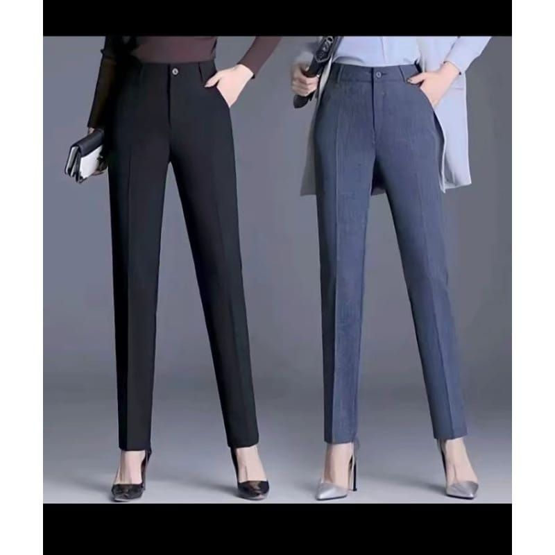 Celana kerja wanita kantoran formal resleting standar jumbo Panjang Kantor Nyaman Lembut Melar Kain
