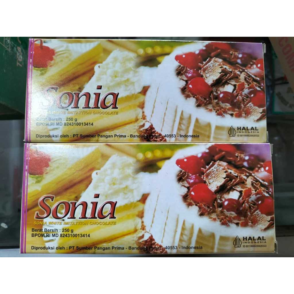 

Coklat blok Sonia White kemasan 250 gr