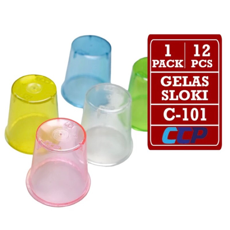 Matris - Gelas Sloki Plastik Shot Glass [1 Pack - 12 Pcs Gelas] / Gelas Minum Wine Whisky Soju