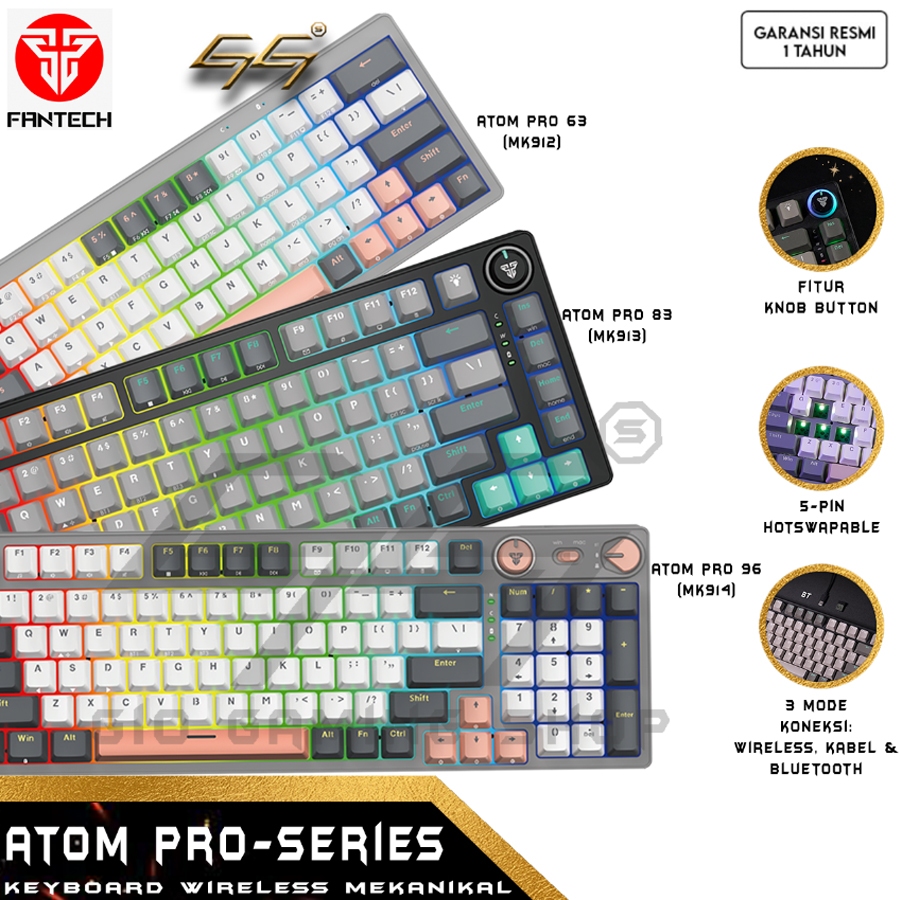 Fantech ATOM PRO Series MK912 MK913 MK914 Keyboard Gaming Wireless Hotswapable
