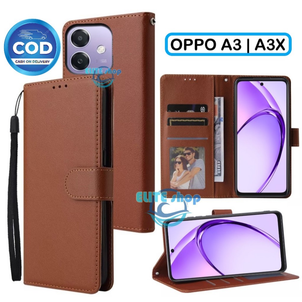 Flip Case OPPO A3 | OPPO A3X Case Wallet Kulit Casing Dompet Case Wallet Leather Flip Case OPPO A3 |