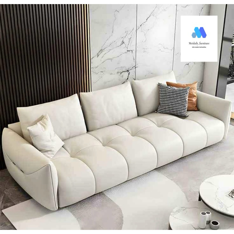 Sofa Kulit 3 Seater Modern Kualitas Premium Sofa Minimalis Tamu Model Terbaru Sofa Kantor