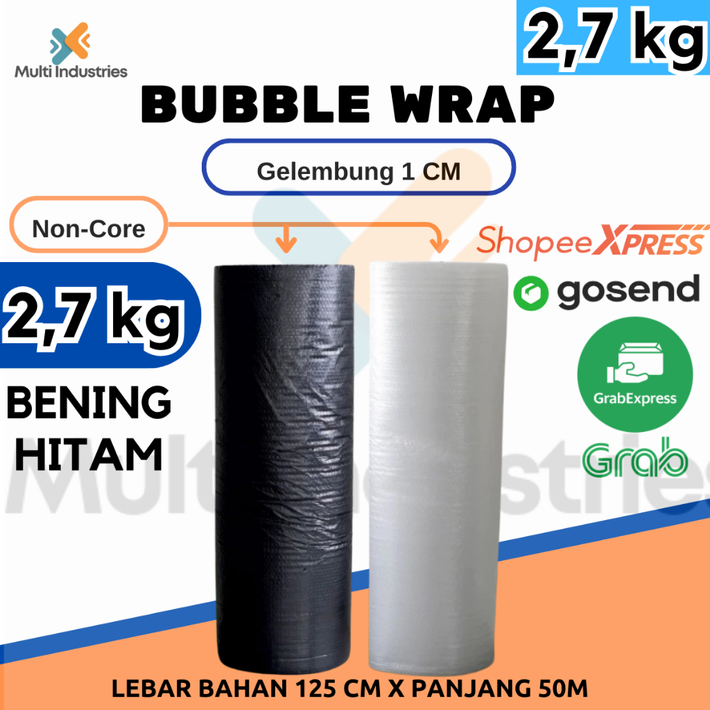 

Plastik Bubble Wrap 2,7 KG | Bening Hitam Grosir Pabrik