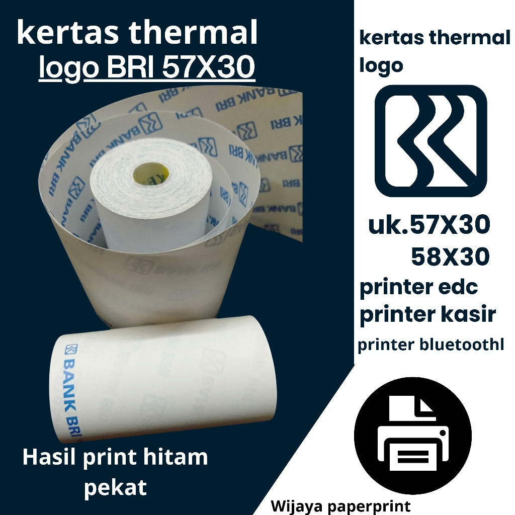 STRUK EDC BRILINK LOGO BRI ATAS BAWAH UK 57X30