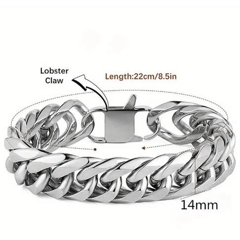 Gelang Tangan Pria Besi Baja Putih Padat Murni Monel Anti karat