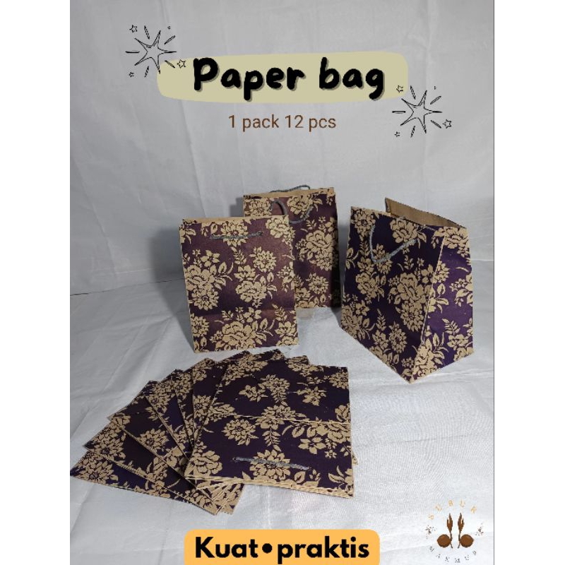 

[1 PACK]PAPPER BAG MOTIF BATIK COKLAT 18 x12 x22 CM . MURAH KUAT
