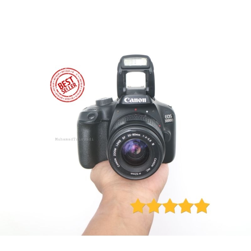 Camera Kamera DSLR SLR Canon Eos 3000D Lensa 35-80mm Hitam Murah