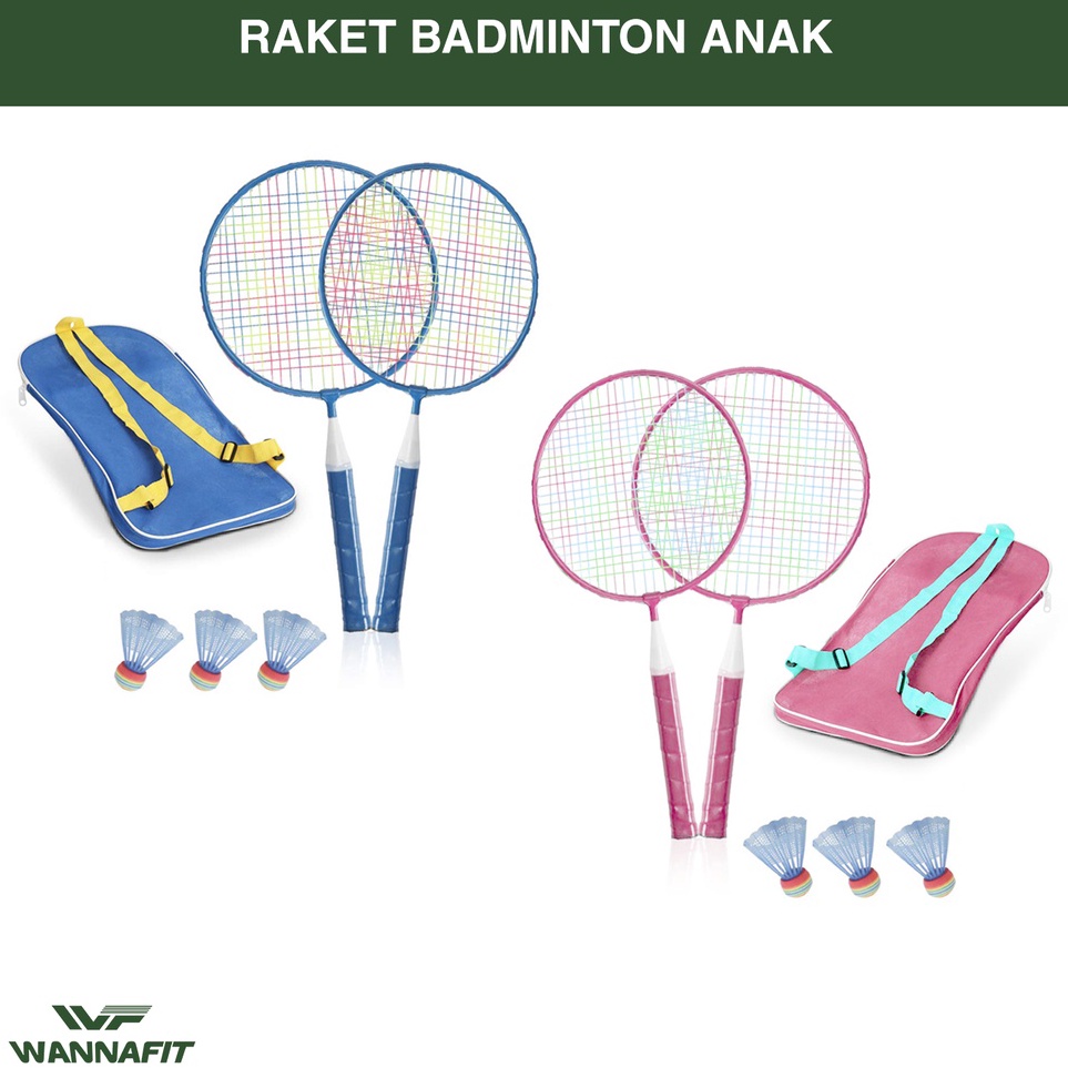 Diskon Terpopuler  Raket Badminton Anak Wannafit  Bulutangkis Bulu Tangkis Mini Laki Perempuan Kok O