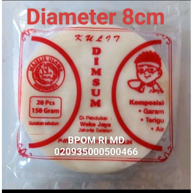 

Kulit dimsum isi 20pcs diameter 8cm lentur elastis.100%halal
