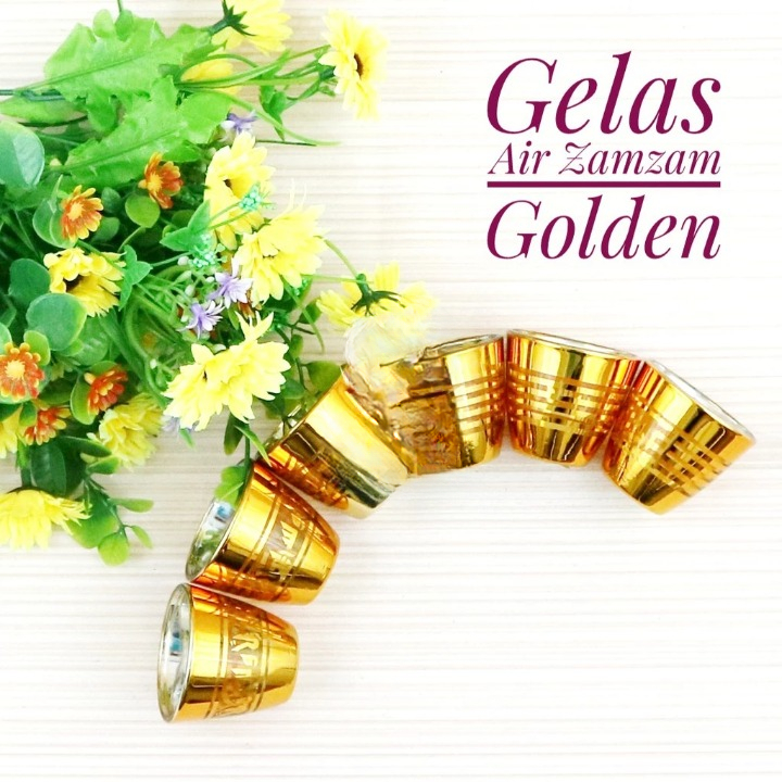 Gelas Air Zamzam Golden 1 Lusin Oleh Oleh Haji Umroh Tempat Minum Khas Timur Tengah